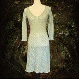 Vintage 90s Betsey Johnson Sheer Green Floral Lace Slip Dress